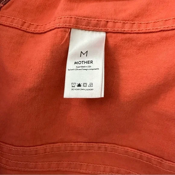 NWT MOTHER Puffy Bruiser Scooter Radioactive Paws Leopard Orange denim Jacket M - Picture 13 of 16